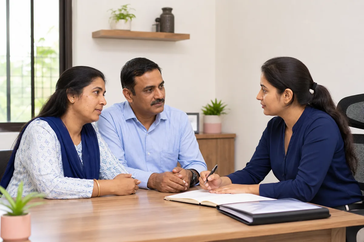 A Career Loan advisor listening to a couple during a financial planning conversation